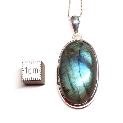 Labradorite Pendentif avec Monture en Argent 05643