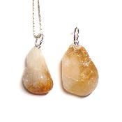 Citrine Chauffée Pendentif Pierre Roulée