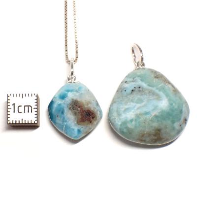 Larimar Pendentif Pierre Roulée