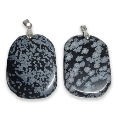 Obsidienne Flocon de Neige Mini Pendentif Pierre Plate