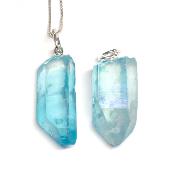 Cristal Aqua Aura Pendentif Pierre Brute