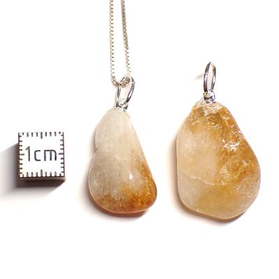 Citrine Chauffée Pendentif Pierre Roulée