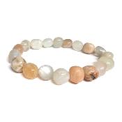 Pierre de Lune Blanche/Orangée Mixte Bracelet Roulé