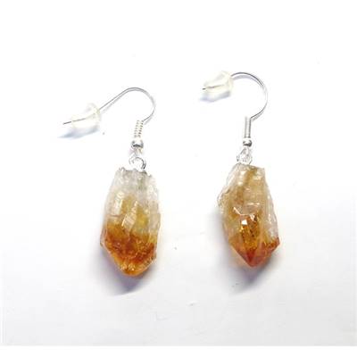 Citrine Chauffée Boucle d'Oreille Argentée