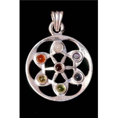 7 Chakras Pendentif Métal Argenté Choix n°33