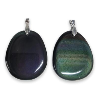 Obsidienne Oeil Celeste Mini Pendentif Pierre Plate