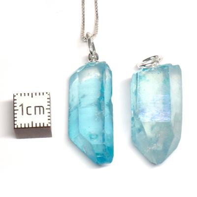 Cristal Aqua Aura Pendentif Pierre Brute