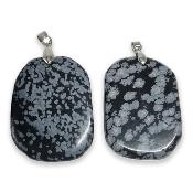 Obsidienne Flocon de Neige Mini Pendentif Pierre Plate