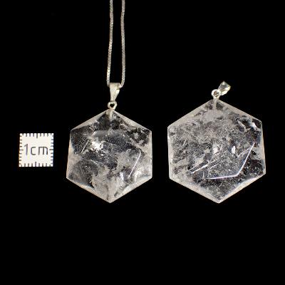Cristal de Roche Pendentif en Sceau de Salomon