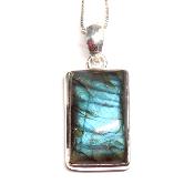 Labradorite Pendentif avec Monture en Argent 05648