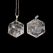Cristal de Roche Pendentif en Sceau de Salomon