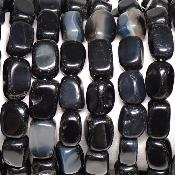 Agate Noire (Onyx) Colliers Pierre roulée