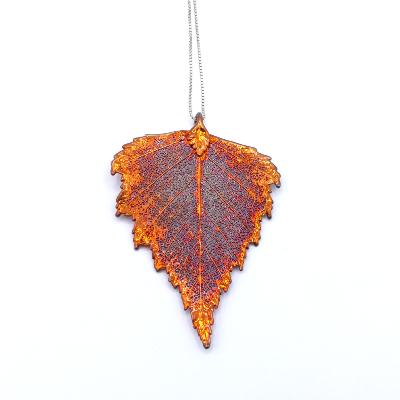 Feuille Naturelle Plaquée Cuivre Pendentif 06359