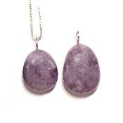 Lepidolite Pendentif Pierre Roulée