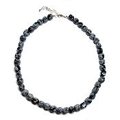 Obsidienne Flocon de Neige Collier Roulé