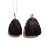 Obsidienne Noire Pendentif Pierre Roulée