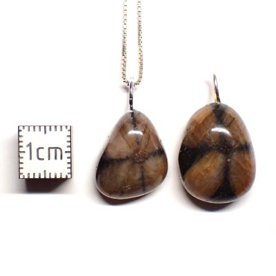 Chiastolite Pendentif Pierre Roulée