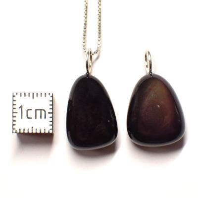 Obsidienne Oeil Celeste Pendentif Pierre Roulée