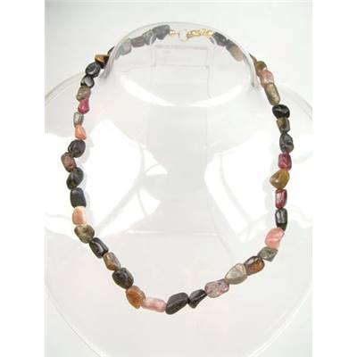 Tourmaline Multicolore Collier Mini Pierres Roulés