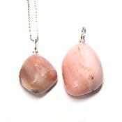 Opale des Andes Rose Pendentif Pierre Roulée