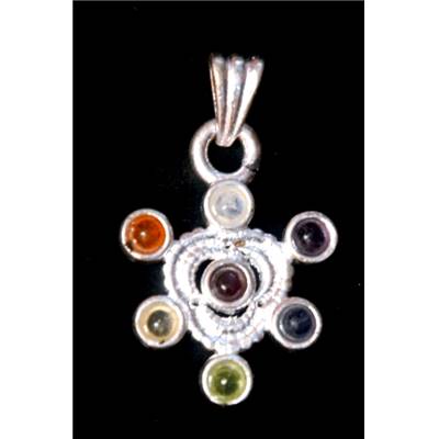 7 Chakras Pendentif Métal Argenté Choix n°24