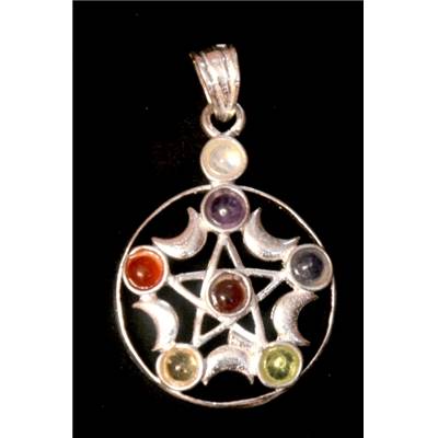 7 Chakras Pendentif Métal Argenté Choix n°08