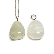 Préhnite Inclusions Epidote Pendentif Pierre Roulée