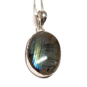 Labradorite Pendentif avec Monture en Argent 05636